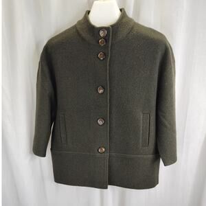 Jones New York Collection Olive Green Merino Wood 3/4 Sleeve Jacket, M